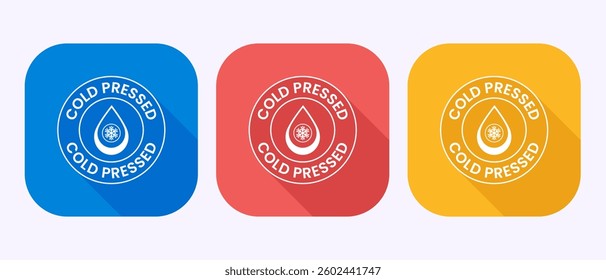 Cold pressed icon design, Cold pressed label badge logo design in shadow button design
