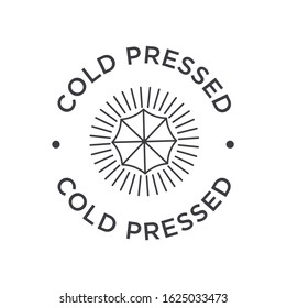 Cold pressed icon for labels of juices, oils and other products. Round symbol.