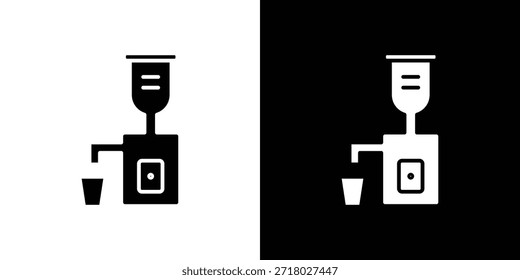 Icono de exprimidor prensado en frío Flat Solid Style en colores blanco y negro. Vector eps10.