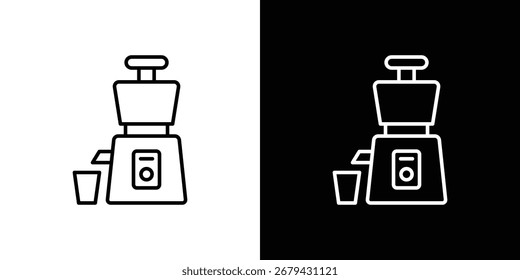 Linha de ícone de espremedor pressionado a frio para web, celular e infográficos.