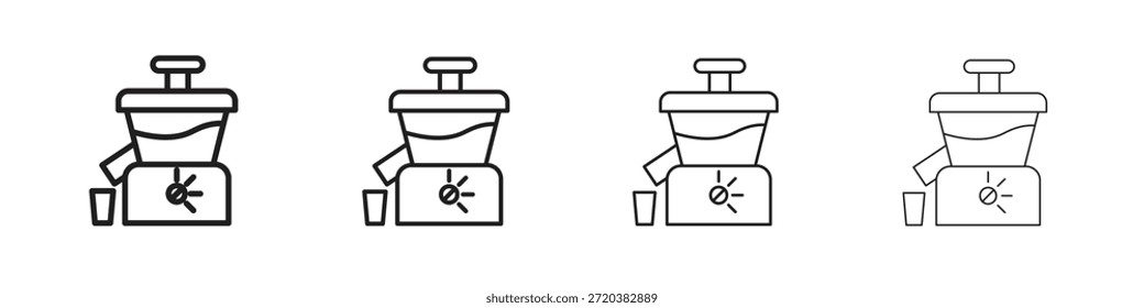 Conjunto de iconos de exprimidor prensado en frío, Ilustración, Negro