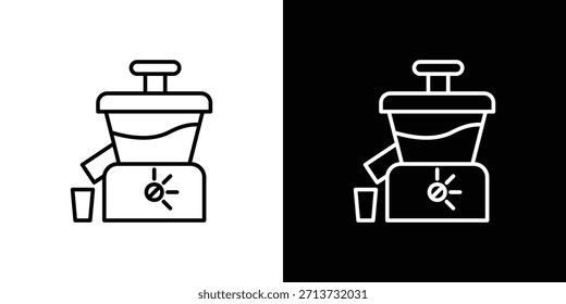 Icono de exprimidor prensado en frío. Símbolo plano simple. Ilustración de pictograma de contorno negro perfecto