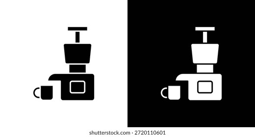 Icono de exprimidor prensado en frío ilustraciones gráficas planas simples. Vector de silueta blanco y negro
