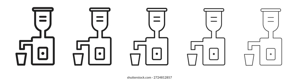 Icono de exprimidor prensado en frío. Estilo de contorno simple. Elementos gráficos.