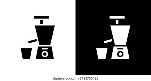 Icono de exprimidor prensado en frío. Ilustración vectorial. Silueta en color negro