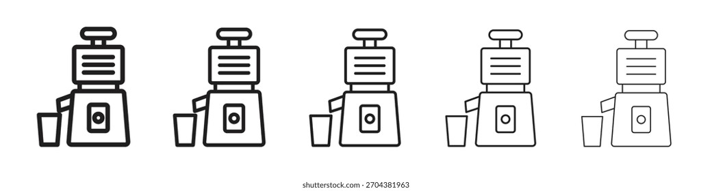 Kalt gepresste Juicer SymbolSchwarz linear fett und dünne Striche gesetzt