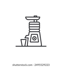 Cold pressed juicer outlined icon isolated on white background