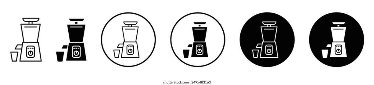 Cold pressed juicer thin line vector icon set.