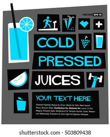 Cold Pressed Juices (Flat Style Vector Illustration Health Diet Poster Design)