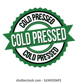 Cold pressed label or sticker on white background, vector illustration