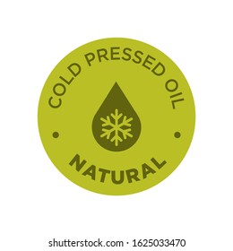 Cold Pressed Oil Icon. Round And Green Symbol.