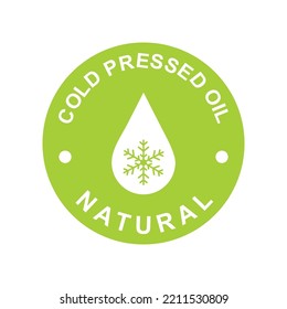Cold pressed oil icon. Round and green symbol sign