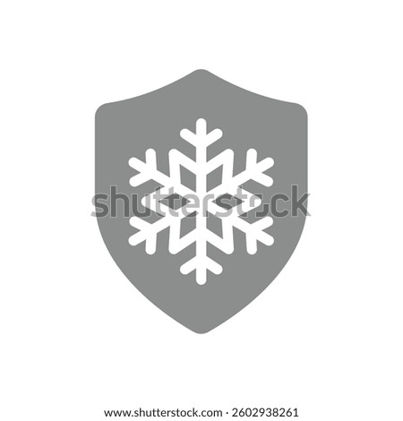 Cold protection, winter safe vector icon. Anti frost, shield with snowflake symbol.