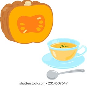 Sopa fría de calabaza en una taza de vidrio