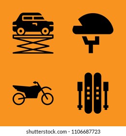 cold, road, silhouette and athlete icons set. Vector illustration for web and design