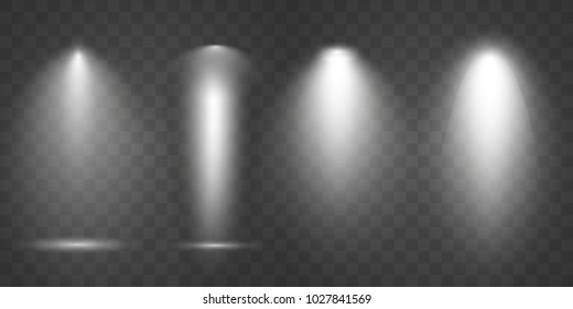 Cold scene illumination light effect. Stage illuminated spotlight on transparent background. Vector illustration.