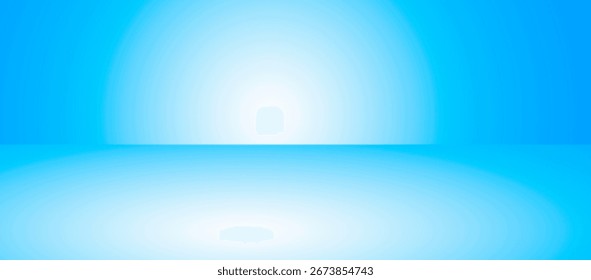 Cold shade sky blue 3D studio room background with smooth walls, soft lighting, and minimal design for product display.