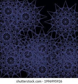 Cold Shapes Dark Blue Lace Black Messy Vintage Ornament. Calm Stars Indigo Mandala Ziernacht Dunkelheit Chaotische Hintergrund. Textile Muster Luxury Print Mystery Network Folk Ice Tapete.
