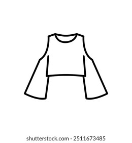 Cold Shoulder T-Shirt line black icon. Sign for web page, mobile app, button, logo. Vector isolated button. Editable stroke.