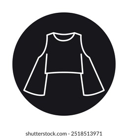 Cold Shoulder T-Shirt line black icon. Sign for web page, mobile app, button, logo. Vector isolated button. Editable stroke.