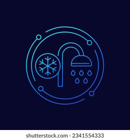 cold shower icon, linear design