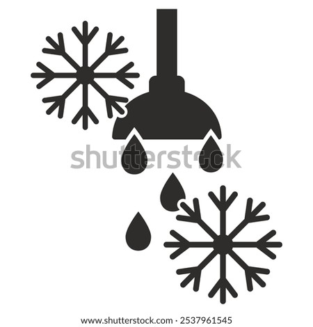 cold shower icon, snowflake symbol, flat vector illustration on white background