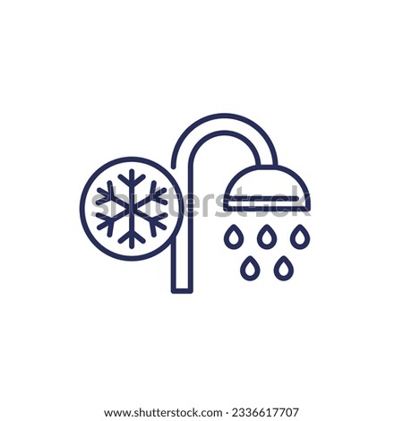 cold shower line icon on white