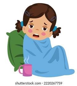 cold sick boy wrapped in blanket