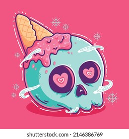 Calavera fría con helado de sombrero