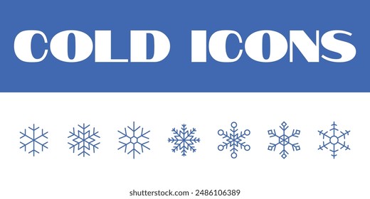 Cold Snow Flakes icons set vector. Winter season vector icons. Cold Snow Flakes icons illustration. Cold air