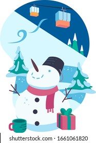 Cold snowman winter animal flat vector illustration  EPS 10