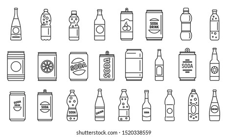 Cold soda icons set. Outline set of cold soda vector icons for web design isolated on white background - Shutterstock ID 1520338559