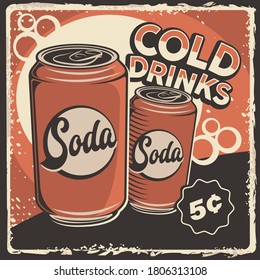 Cold Soft Drink Retro Poster 