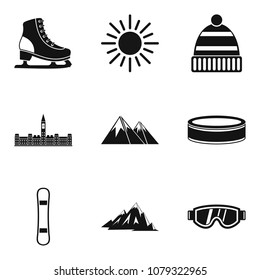 Cold sport icons set. Simple set of 9 cold sport vector icons for web isolated on white background