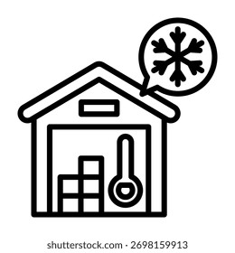 Illustration eines Vektorbilds mit Linienstil des Symbols für kalten Speicher
