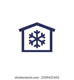 cold storage icon with warehouse, vector