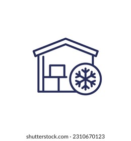 cold storage line icon with a warehouse