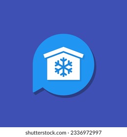 cold storage vector icon with warehouse