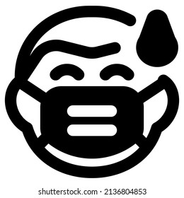 cold sweat as an expression of a man with mask