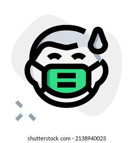 cold sweat as an expression of a man with mask