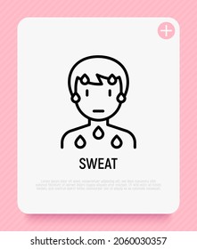 Cold sweat thin line icon. Modern vector illustration of illness symptom.