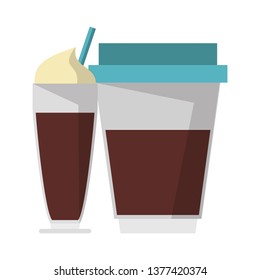 Cold sweet coffee and hot plastic cup