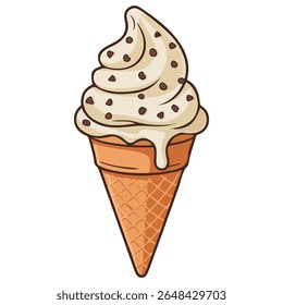 Cold sweet ice cream cone on simple backdrop isolated vector illustration on white background