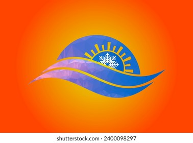 kaltes Symbol Set und Low-Poly-Schneeflocken Weihnachtsdesign pro Vektorgrafik
