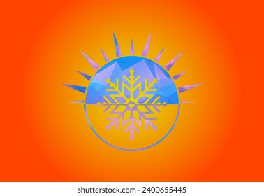 cold symbol Set and lowpoly of snowflakes christmas design pro vector