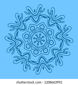 Cold symbol, Snowflake outlined icon, doodle symmetric vector sign for winter holidays.