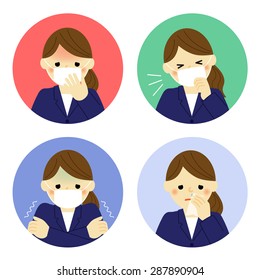 Cold symptoms of business woman