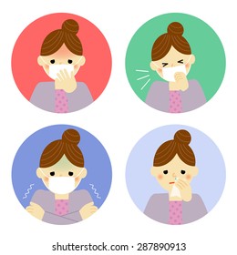 Cold symptoms of woman / Vector EPS 10 illustration
