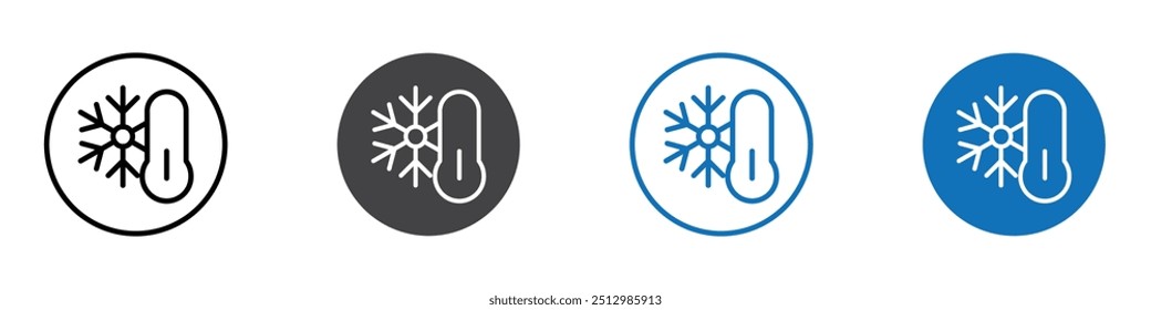 Cold temperature icon flat editable icon mark set.