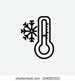  cold temperature icon, isolated weather outline icon in light grey background, perfect for website, blog, logo, graphic design, social media, UI, mobile app, vector illustration